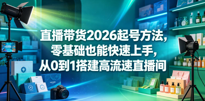 直播带货2026起号方法，零基础也能快速上手，从0到1搭建高流速直播间-钱途社