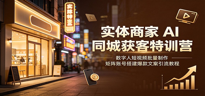 实体商家AI同城获客特训营：数字人短视频批量制作，矩阵账号搭建爆款文案引流教程-钱途社
