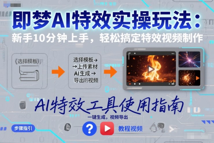 即梦AI特效实操玩法：新手10分钟上手，轻松搞定特效视频制作-钱途社