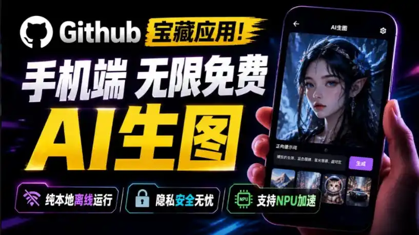 Github宝藏应用！手机端无限免费AI生图，纯本地离线运行，支持NPU加速斩获3.1k stars，local-dream-钱途社