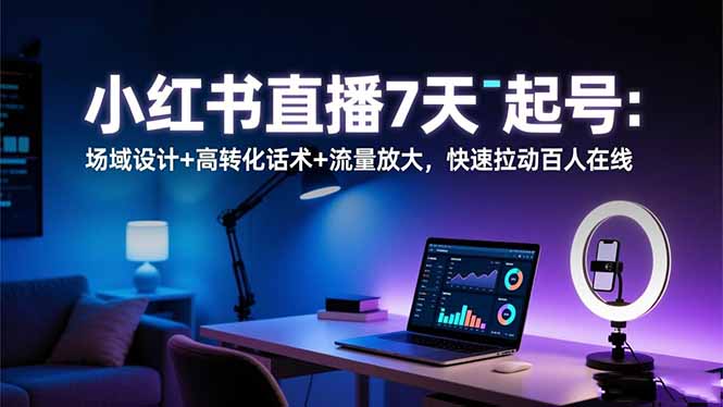 小红书直播7天起号：场域设计+高转化话术+流量放大，快速拉动百人在线-钱途社