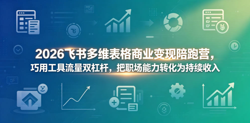 2026飞书多维表格商业变现陪跑营,巧用工具流量双杠杆,把职场能力转化为持续收入-钱途社