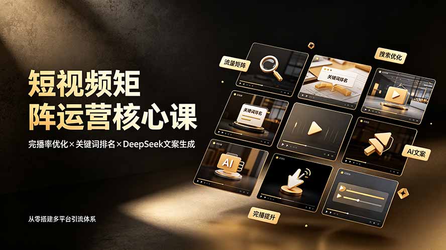 短视频矩阵运营核心课：完播率优化×关键词排名×DeepSeek文案生成，从零搭建多平台引流体系-钱途社