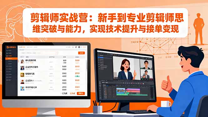 剪辑师实战营：新手到专业剪辑师思维突破与能力，实现技术提升与接单变现-钱途社