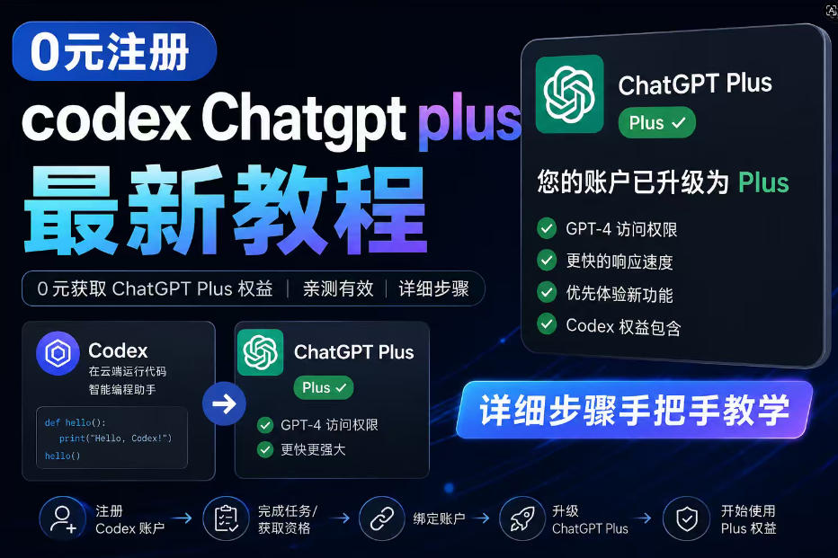 0元全自动注册codex gpt plus最新教程，0元获取GPT Plus权益，手把手详细教学-钱途社