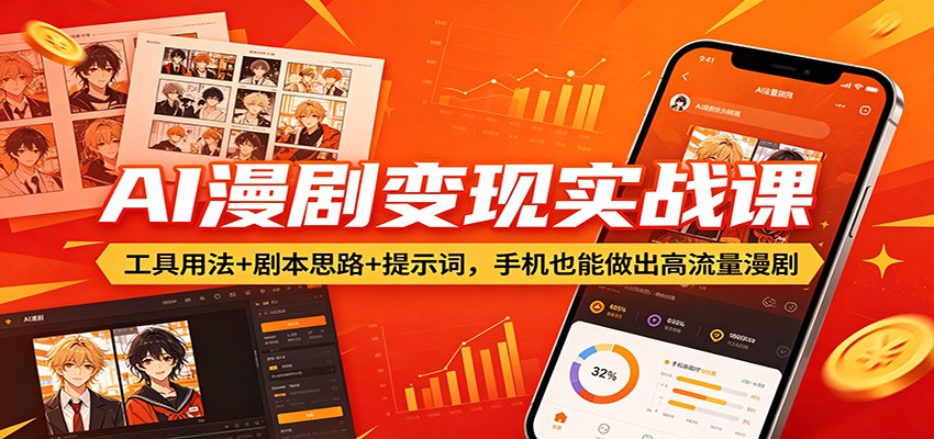 AI漫剧变现实战课：工具用法+剧本思路+提示词，手机也能做出高流量漫剧-钱途社