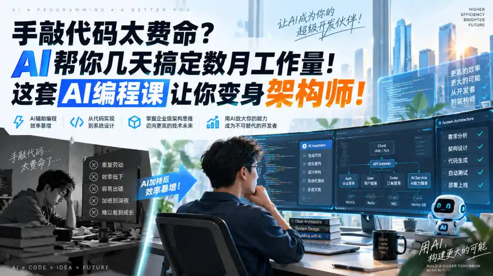 手敲代码太费命？AI帮你几天搞定数月工作量！这套AI编程课让你变身架构师！【原创双语字幕】-钱途社