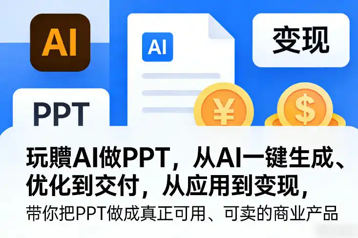 玩賺AI做PPT，从AI一键生成、优化到交付，从应用到变现，带你把PPT做成真正可用、可卖的商业产品(更新0904)-钱途社