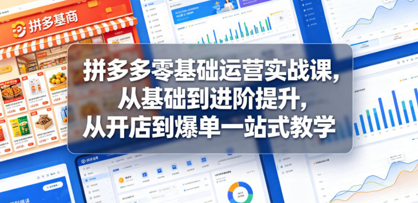 拼多多零基础运营实战课，从基础到进阶提升，从开店到爆单一站式教学-钱途社
