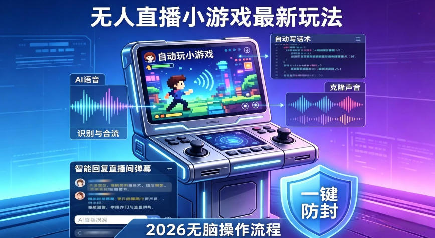 2026年AI无人直播小游戏全流程，不违规不封号，开启创业副业增收之路，小白月入1w+【揭秘】-钱途社