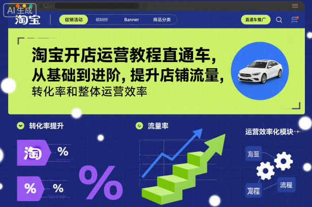 淘宝开店运营教程直通车，从基础到进阶，提升店铺流量，转化率和整体运营效率(更新26年4月20日)-钱途社