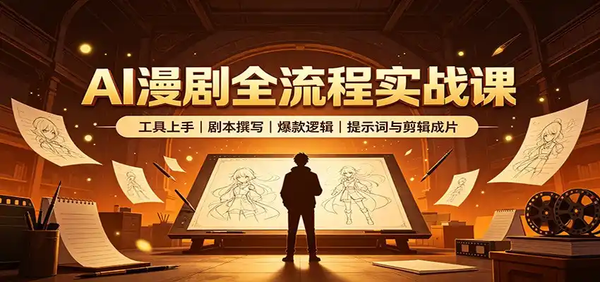 AI漫剧全流程实战课：工具上手、剧本撰写、爆款逻辑、提示词与剪辑成片-钱途社