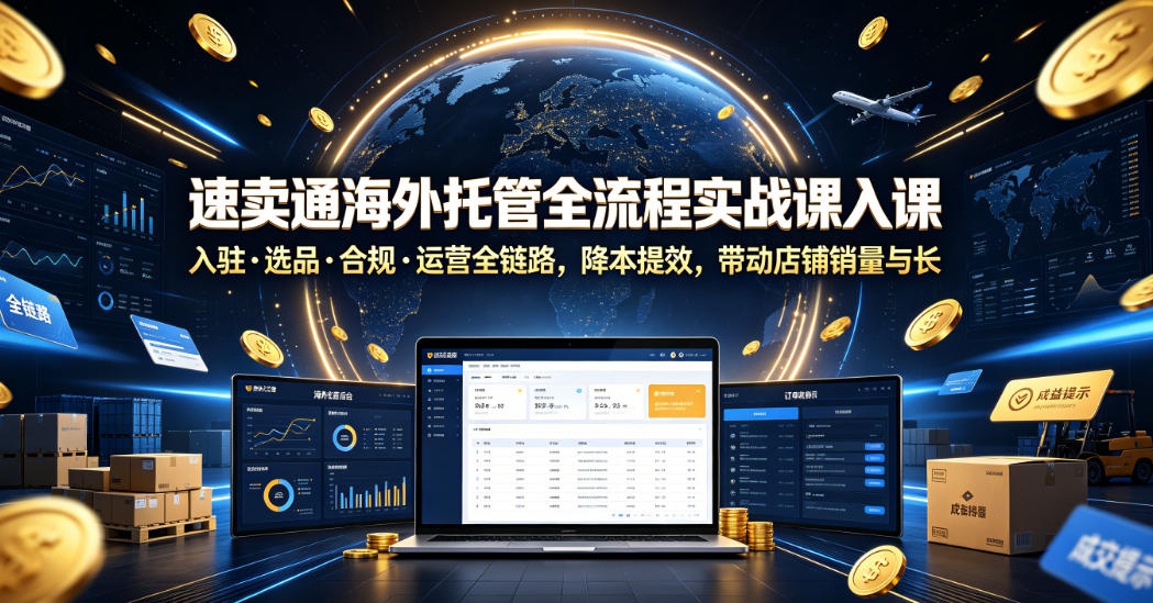 速卖通海外托管全流程实战课入驻・选品・合规・运营全链路，降本提效，带动店铺销量与收益增长-钱途社