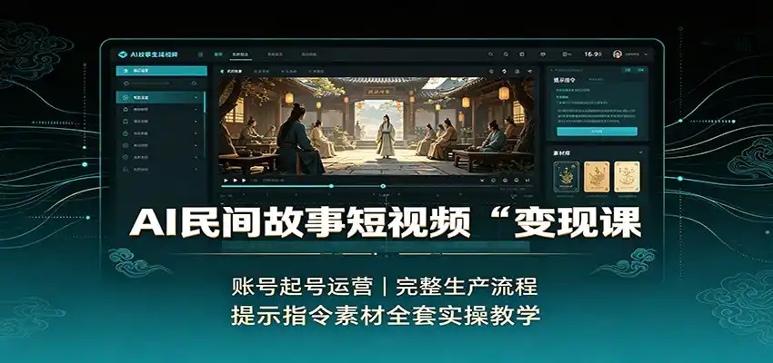 AI民间故事短视频变现课：账号起号运营，完整生产流程，提示指令素材全套实操教学-钱途社