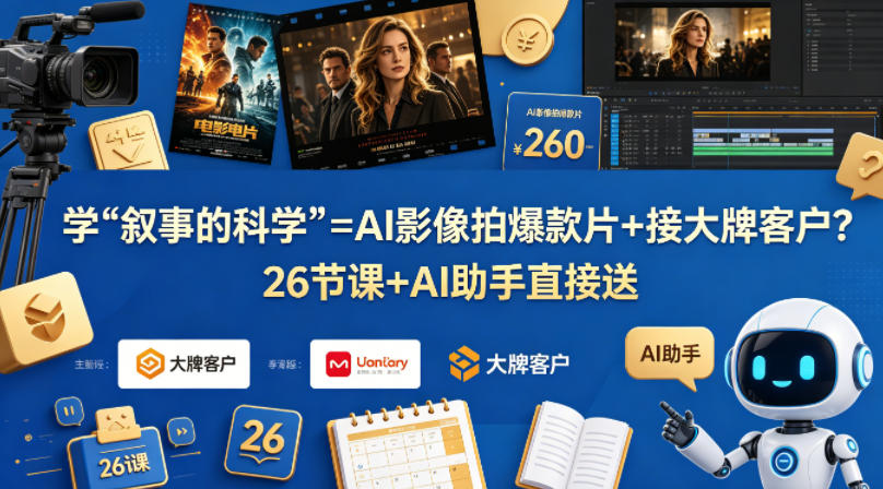学《叙事的科学》=AI影像拍爆款片+接大牌客户？26节课+AI助手直接送【原创双语字幕】-钱途社