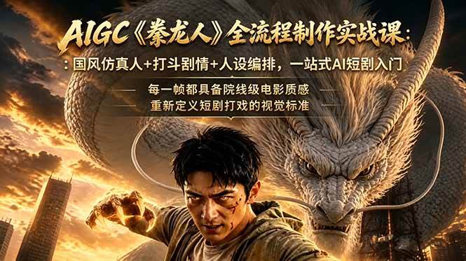 （18849期）AIGC《豢龙人》全流程制作实战课：国风仿真人+打斗剧情+人设编排，一站式AI短剧入门-钱途社