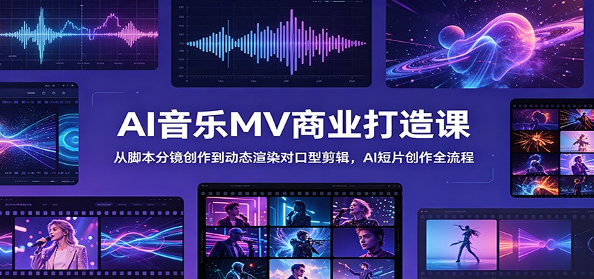 AI音乐MV商业打造课：从脚本分镜创作到动态渲染对口型剪辑，AI短片创作全流程-钱途社