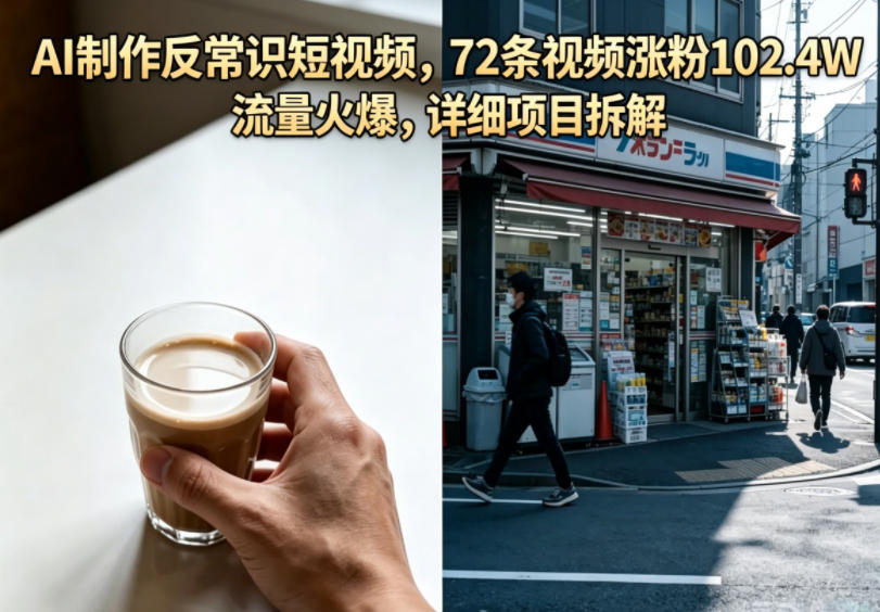 AI制作反常识短视频，72条视频涨粉102.4W，流量火爆，详细项目拆解-钱途社