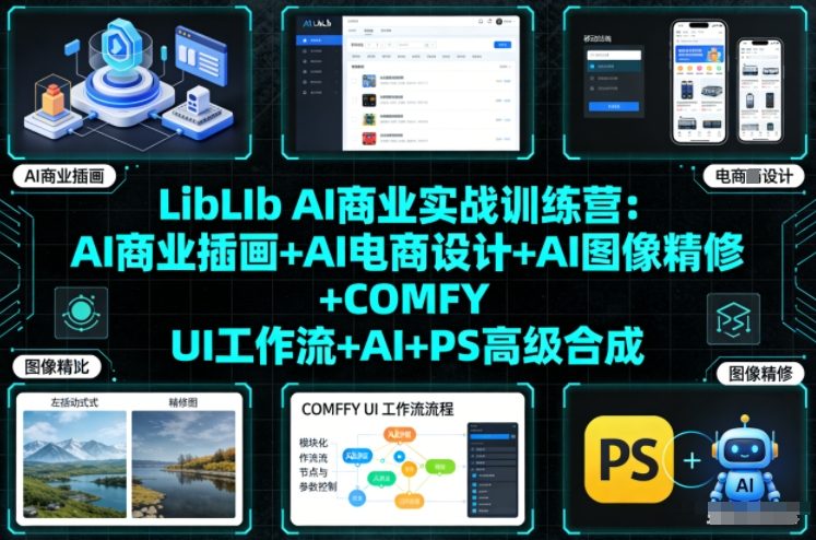 LibLIb AI商业实战训练营：AI商业插画+AI电商设计+AI图像精修+COMFY UI工作流+AI+PS高级合成-钱途社