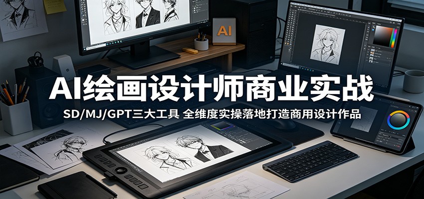AI绘画设计师商业实战:SD/MJ/GPT三大工具,全维度实操落地打造商用设计作品-钱途社