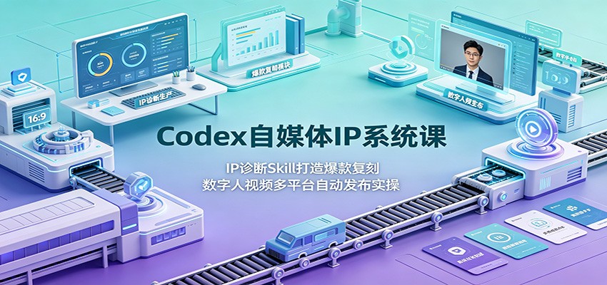 Codex自媒体IP系统课：IP诊断Skill打造爆款复刻，数字人视频多平台自动发布实操-钱途社