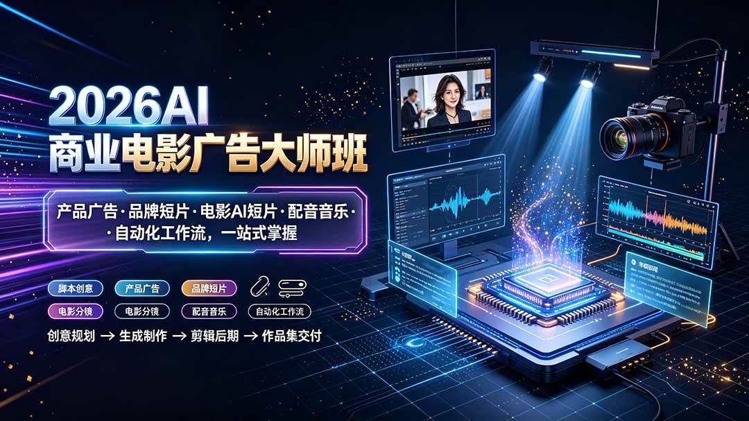（19303期）2026AI商业电影广告大师班：产品广告·品牌短片·电影AI短片·配音音乐·自动化工作流，一站式掌握-钱途社