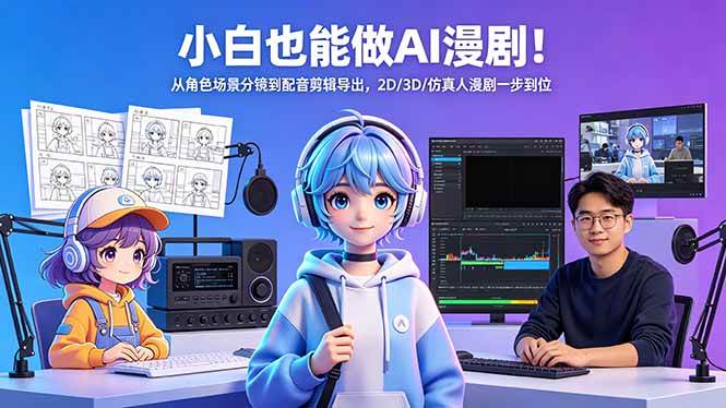 （18343期）小白也能做AI漫剧！从角色场景分镜到配音剪辑导出，2D/3D/仿真人漫剧一步到位-钱途社
