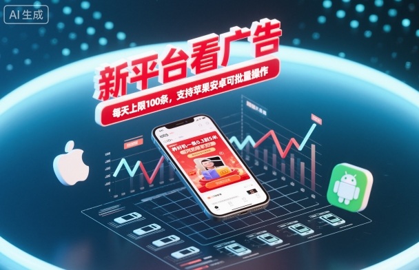 新平台看广告，养好机一条0.3到5米，每天上限100条，支持苹果安卓可批量操作-钱途社