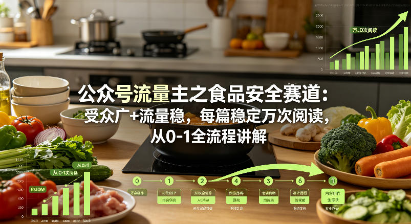 公众号流量主之食品安全赛道，受众广+流量稳，每篇作品稳定万次阅读，从0-1全流程讲解-钱途社