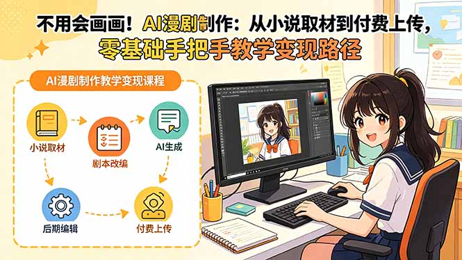 不用会画画！AI漫剧制作：从小说取材到付费上传，零基础手把手教学变现路径-钱途社
