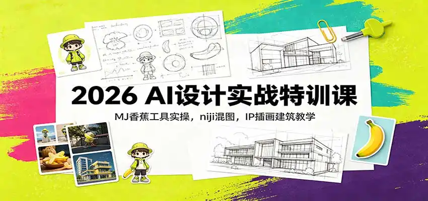 2026 AI设计实战特训课：MJ香蕉工具实操，niji混图，IP插画建筑教学-钱途社