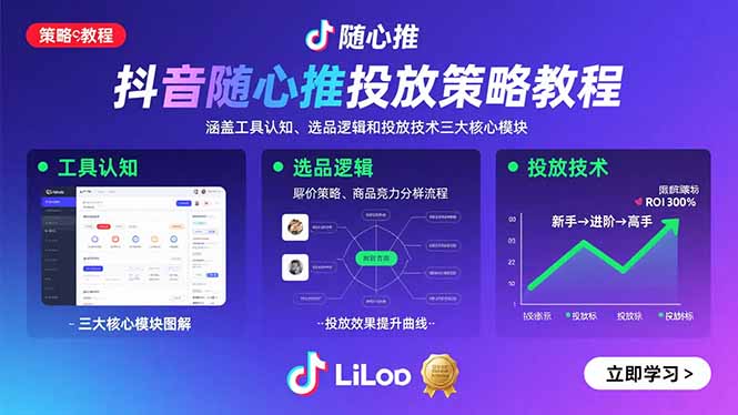 抖音随心推投放策略教程：涵盖工具认知、选品逻辑和投放技术三大核心模块-钱途社