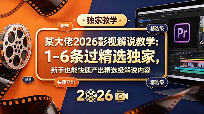 某大佬2026影视解说教学：1-6条过精选独家，新手也能快速产出精选级解说内容-钱途社