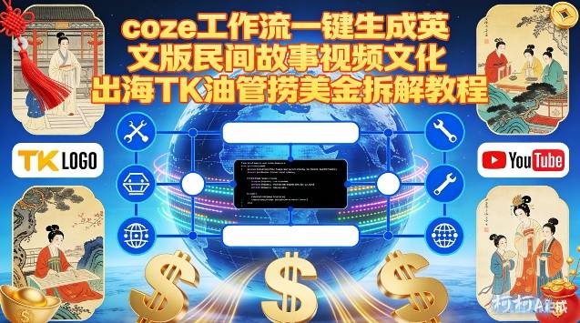 Coze扣子工作流一键生成英文版民间故事视频,文化出海TK油管捞美金拆解教程-钱途社
