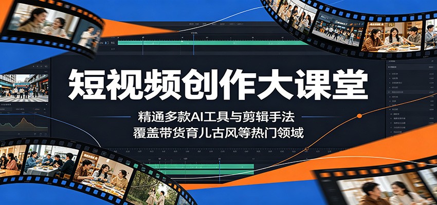 短视频创作大课堂:精通多款AI工具与剪辑手法,覆盖带货、育儿、古风等热门领域-钱途社