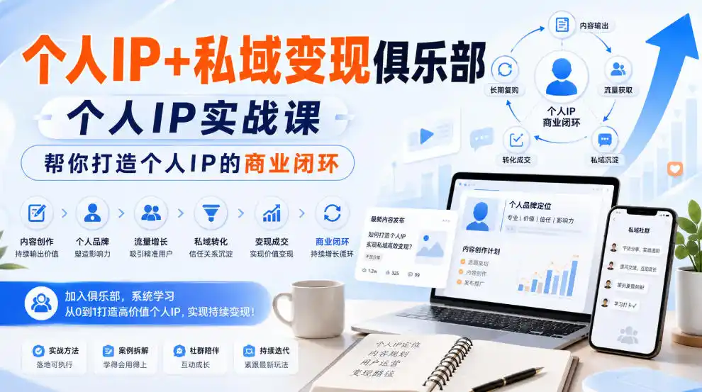 个人IP+私域变现俱乐部，个人IP实战课，帮你打造个人IP的商业闭环-钱途社