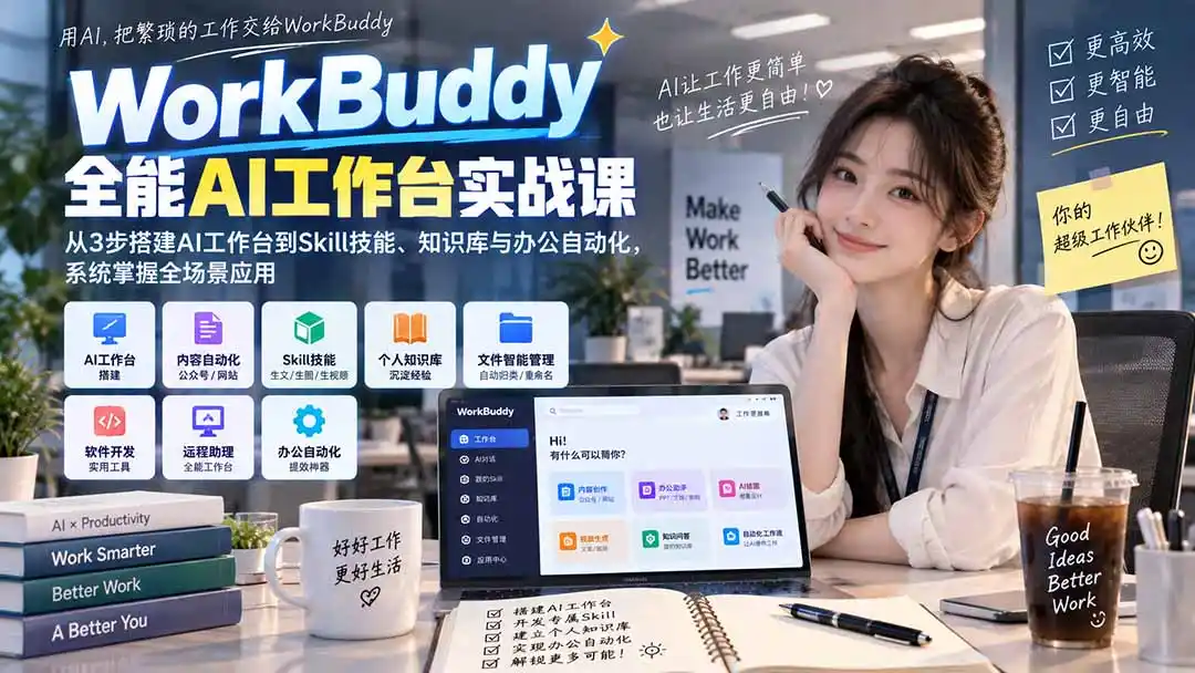 WorkBuddy全能AI工作台实战课：从3步搭建AI工作台到Skill技能、知识库与办公自动化，系统掌握全场景应用-钱途社