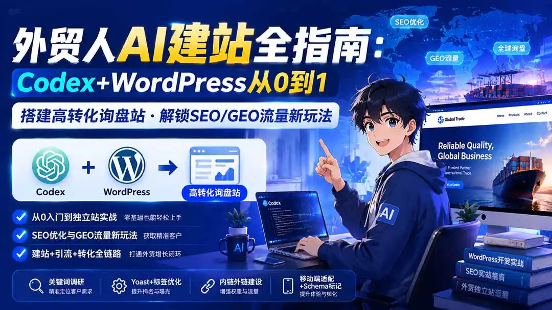 外贸人AI建站全指南：Codex+WordPress从0到1·搭建高转化询盘站·解锁SEO/GEO流量新玩法-更新-钱途社