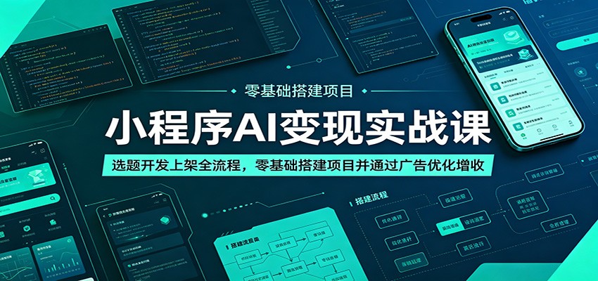 小程序AI变现实战课：选题开发上架全流程，零基础搭建项目并通过广告优化增收-钱途社