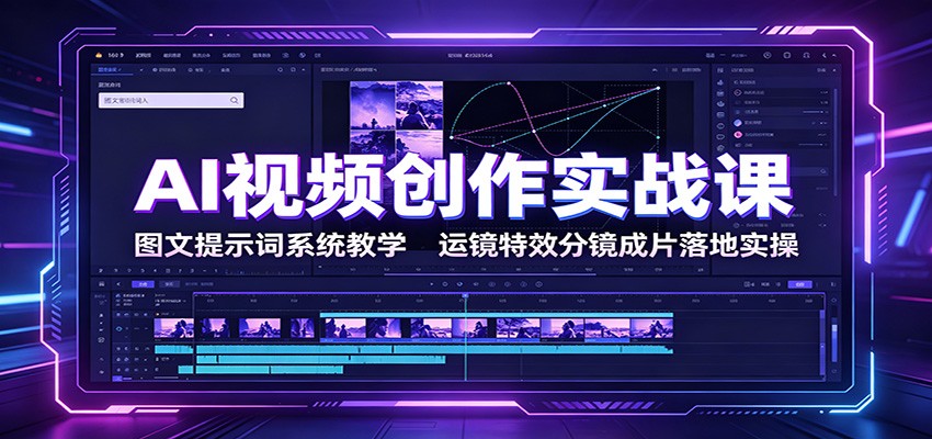 AI视频创作实战课：图文提示词系统教学，运镜特效分镜成片落地实操-钱途社