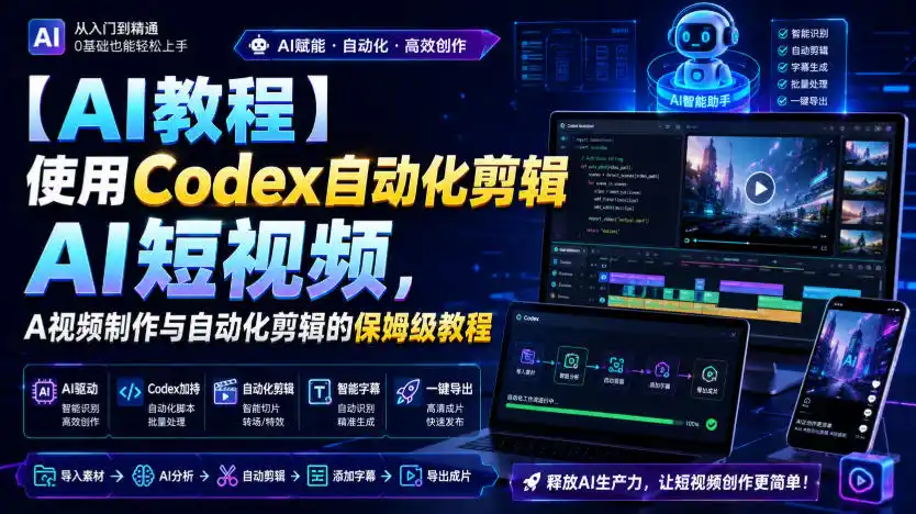 【AI教程】使用Codex自动化剪辑AI短视频，AI视频制作与自动化剪辑的保姆级教程-钱途社
