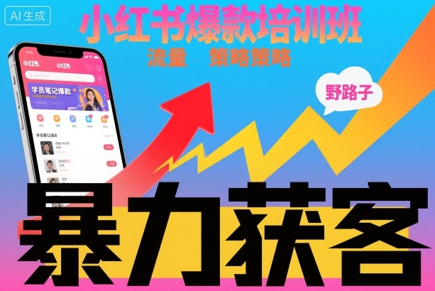 小红书爆款培训班，小红书获客野路子流量打法，暴力持续获客-钱途社