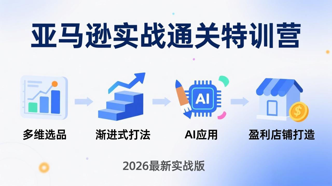 亚马逊实战通关特训营：2026年3月更新，多维选品+渐进式打法+AI应用，从0到1打造盈利店铺-钱途社