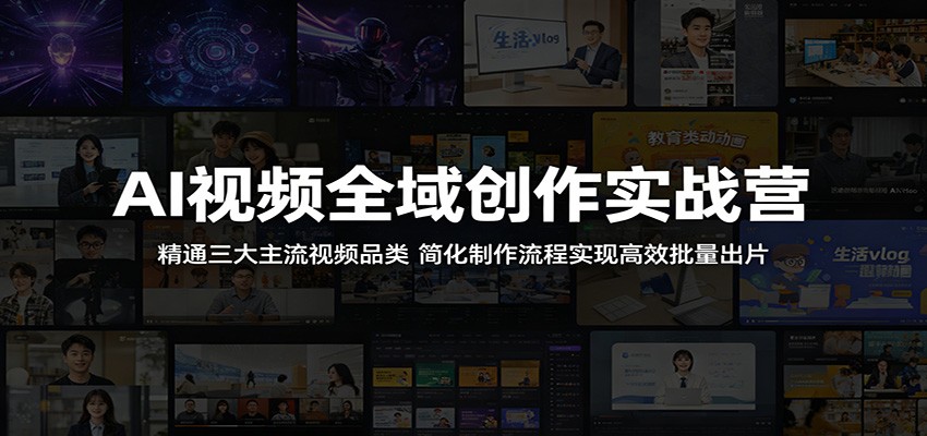 AI视频全域创作实战营：精通三大主流视频品类，简化制作流程实现高效批量出片-钱途社