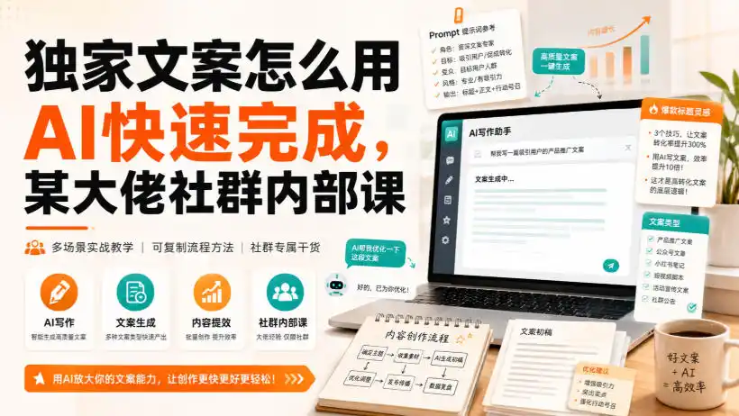 独家文案怎么用AI快速完成，某大佬社群内部课-钱途社