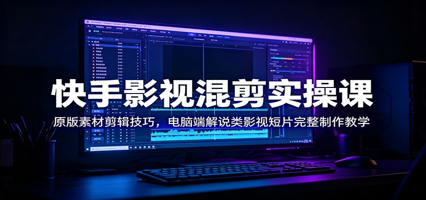 快手影视混剪实操课：原版素材剪辑技巧，电脑端解说类影视短片完整制作教学-钱途社