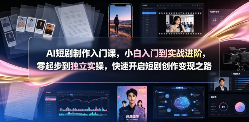 AI短剧制作入门课，小白入门到实战进阶，零起步到独立实操，快速开启短剧创作变现之路-钱途社