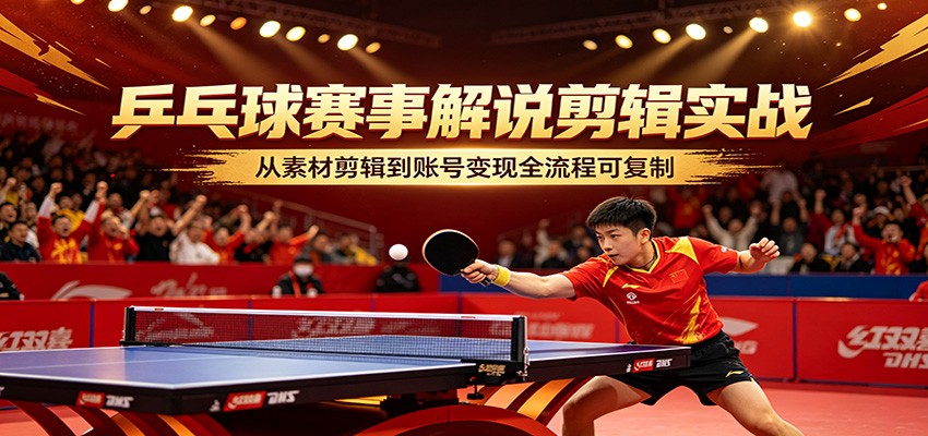 乒乓球赛事解说剪辑实战，从素材剪辑到账号变现全流程可复制-钱途社