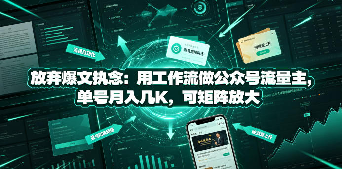 放弃爆文执念：用工作流做公众号流量主，单号月入几K，可矩阵放大-钱途社