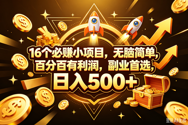 （18440期）16个必赚钱的小项目，百分百赚米，无脑简单，副业首选，日入300+-钱途社